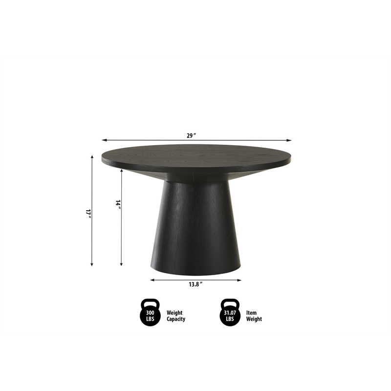 Best Master Furniture Terra Transitional Round Modern Coffee Table (Ebony Black)