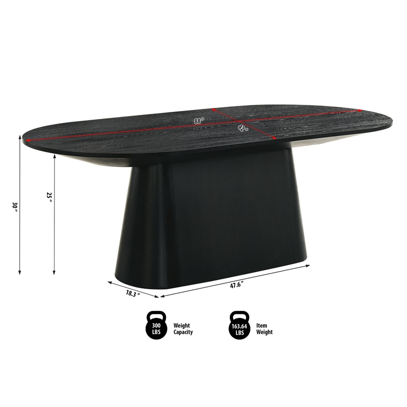 Best Master Furniture Terra Transitional Modern Oval Dining Table (Ebony Black)