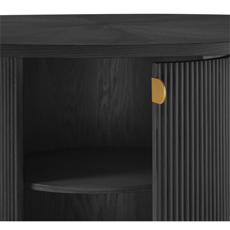Best Master Furniture Tappelle Mid-Century Round Storage Dining Table (Black)