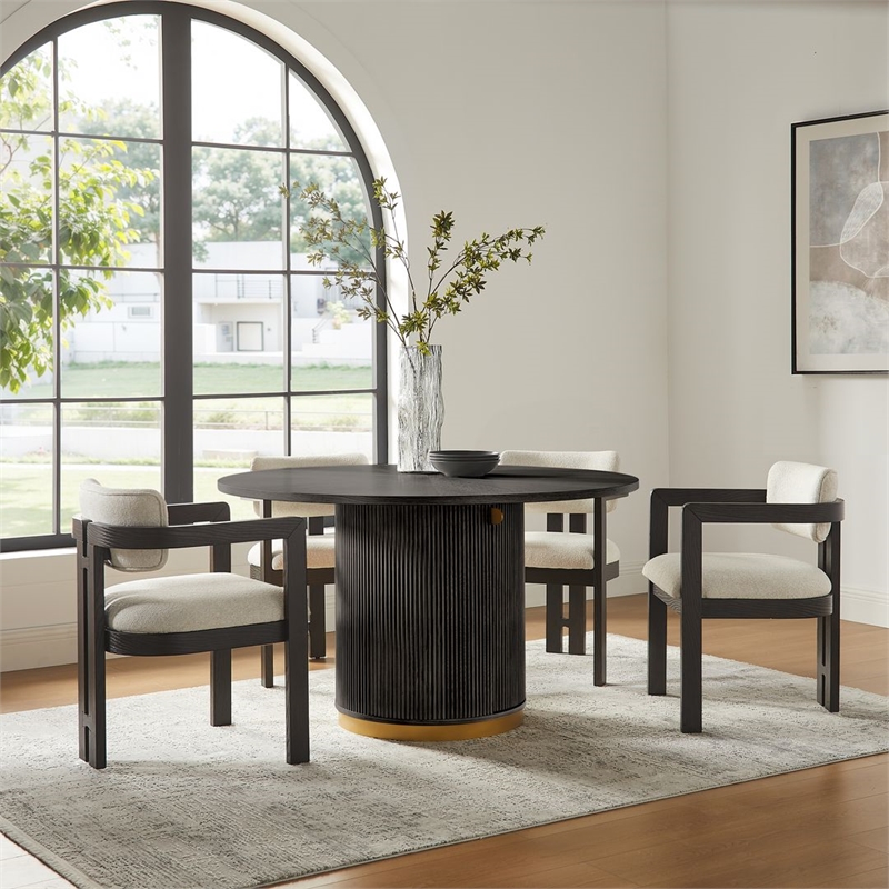 Best Master Furniture Tappelle Mid-Century Round Storage Dining Table (Black)