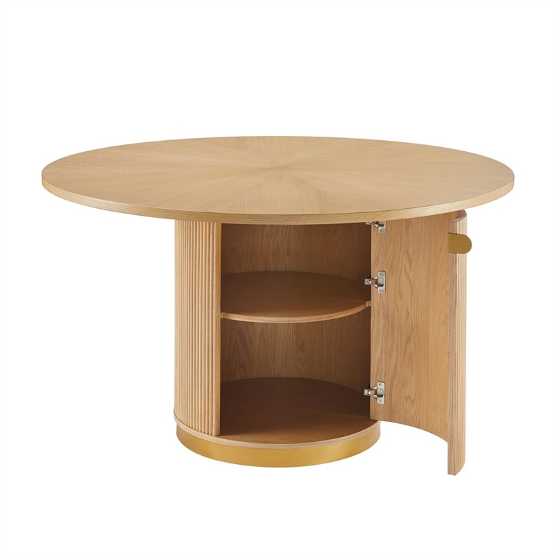 Best Master Furniture Tappelle Mid-Century Round Storage Dining Table (Natural)