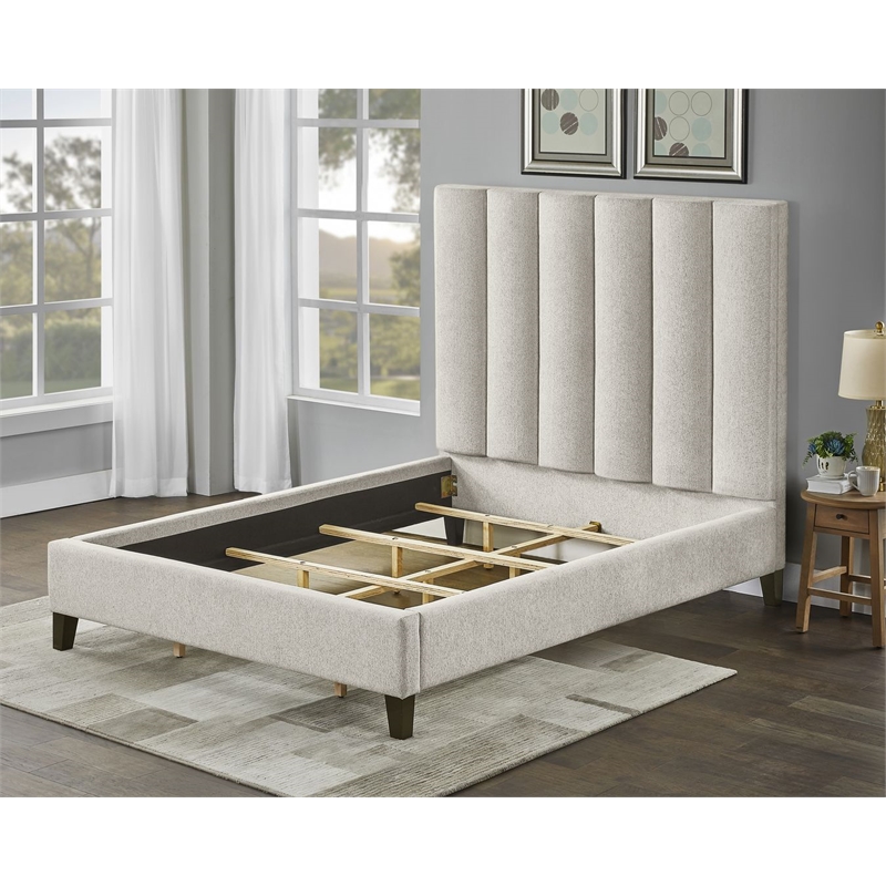 Best Master Furniture Talero Upholstered Bed Frame (Eastern King/ Wheat Beige)