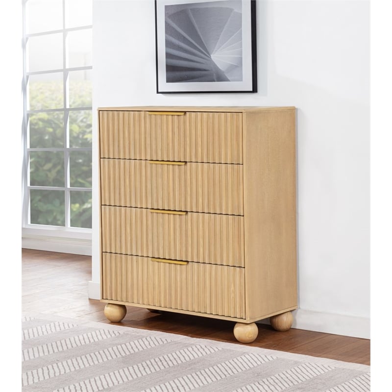 Best Master Furniture Daplen Scandinavian Modern  4-Drawer Chest (Light Oak)