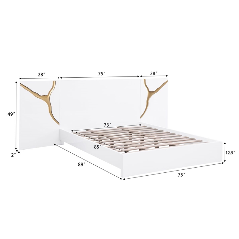 Best Master Furniture Trevello 5-Piece California King Bedroom Set (White/Gold)