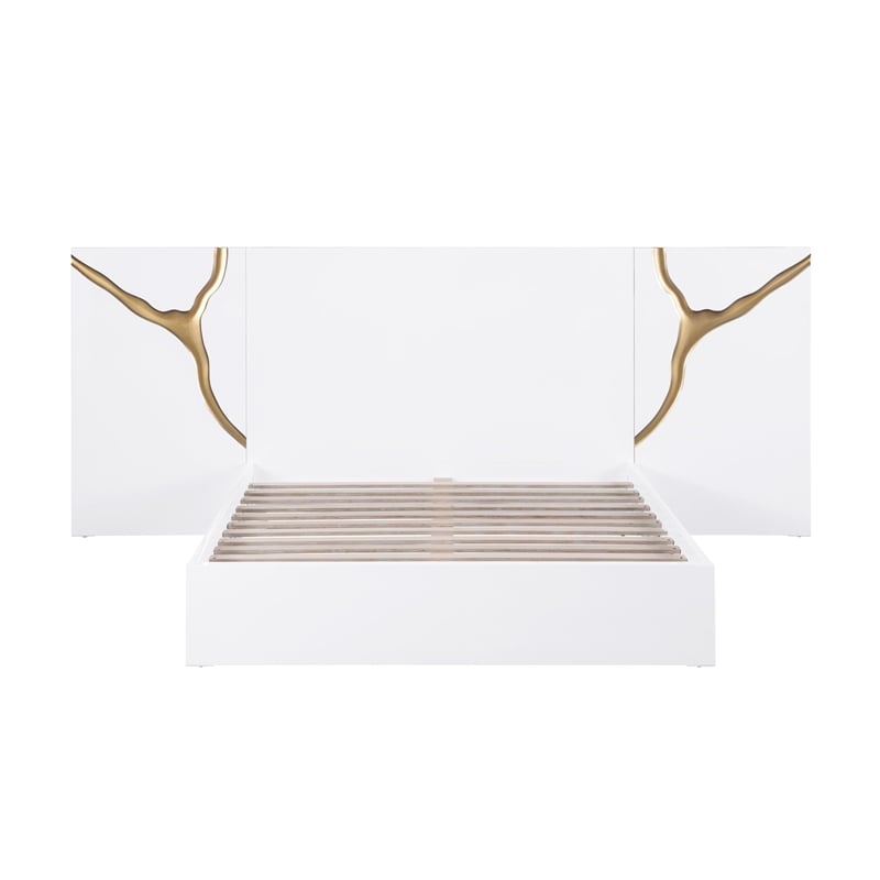 Best Master Furniture Trevello Modern Eastern King Bed Frame (White/Gold)