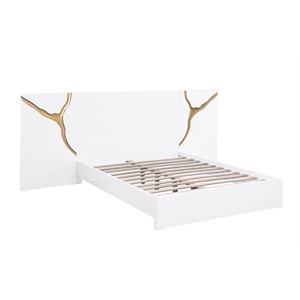 Best Master Furniture Trevello Modern Queen Bed Frame (White/Gold)