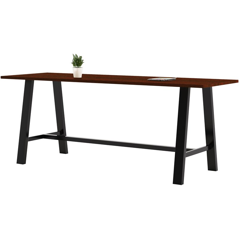KFI Midtown 3' x 9' Wood Top Bar Height Conference Table in Mahogany