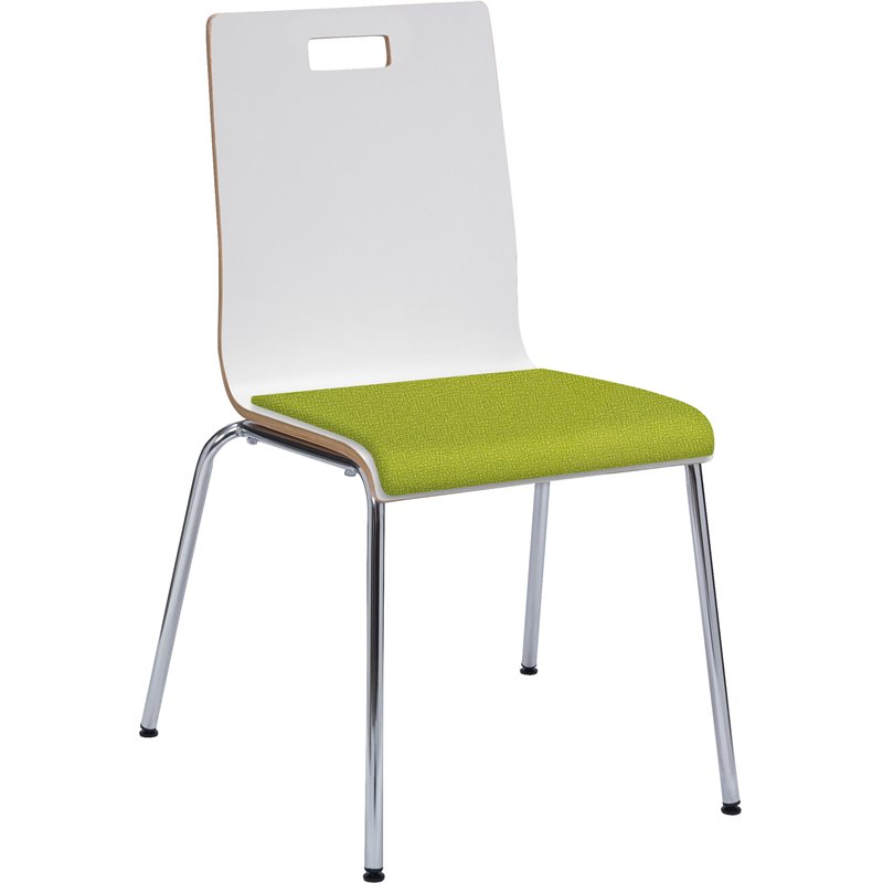KFI JIVE Stylish Wooden Fabric Seat Cafe Dining Side Chair in White and Avocado