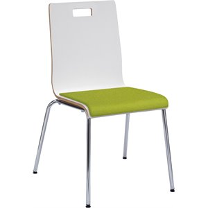 KFI JIVE Stylish Wooden Fabric Seat Cafe Dining Side Chair in White and Avocado