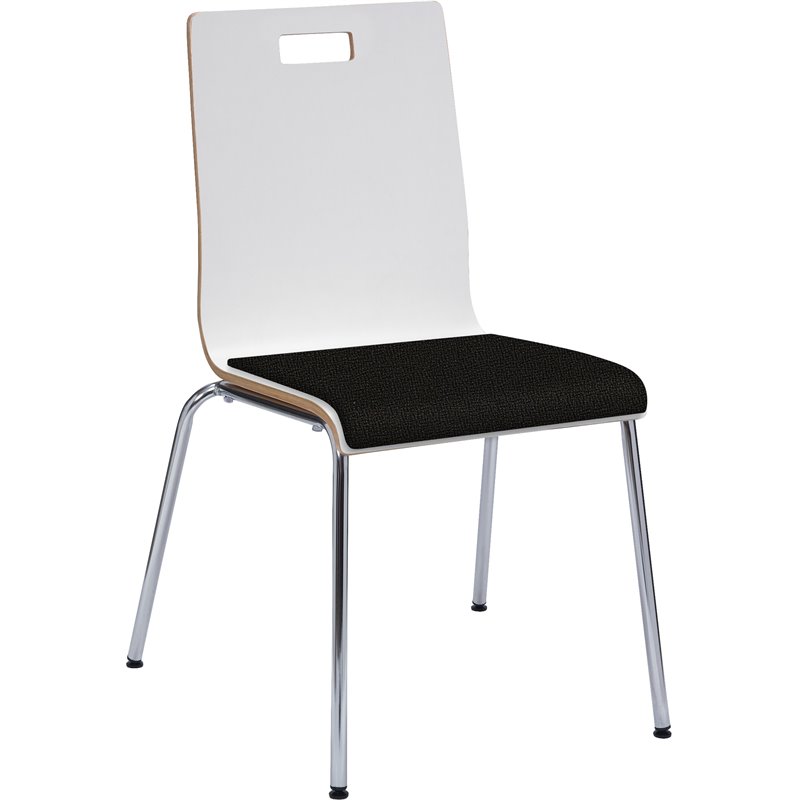 KFI JIVE Stylish Wooden Fabric Seat Cafe Dining Side Chair in White and Tuxedo