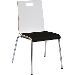 KFI JIVE Stylish Wooden Fabric Seat Cafe Dining Side Chair in White and Tuxedo