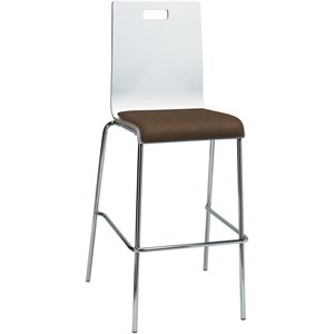 KFI JIVE 30&quot Stylish Wooden Fabric Seat Bar Stool in White and Fudge