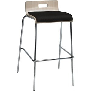 KFI JIVE 30&quot Stylish Wooden Low Back Fabric Seat Bar Stool in Natural and Tuxedo