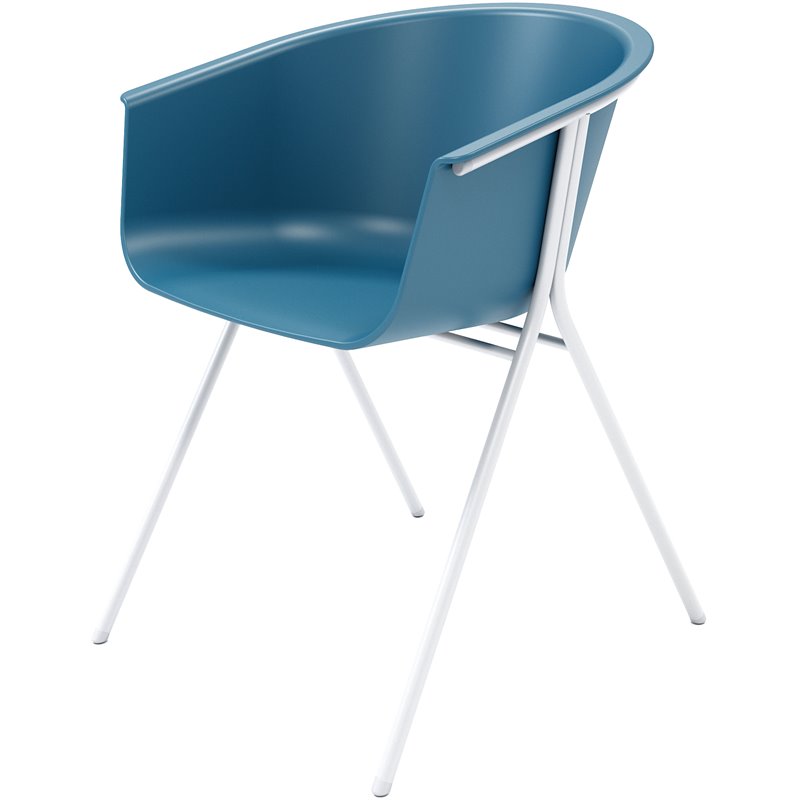 Olio Designs Tee Plastic Guest Arm Chair in Bermuda and Silver