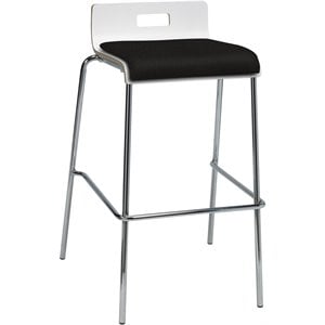 KFI JIVE 30&quot Stylish Wooden Low Back Fabric Seat Bar Stool in White and Tuxedo