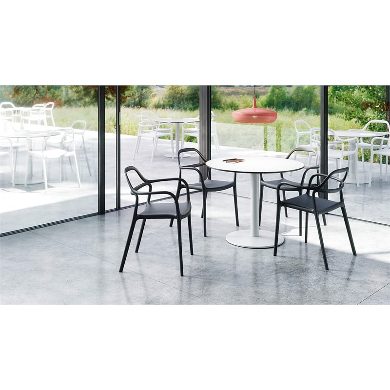 Olio Designs Dali Plastic Indoor-Outdoor Dining Arm Chair in Black