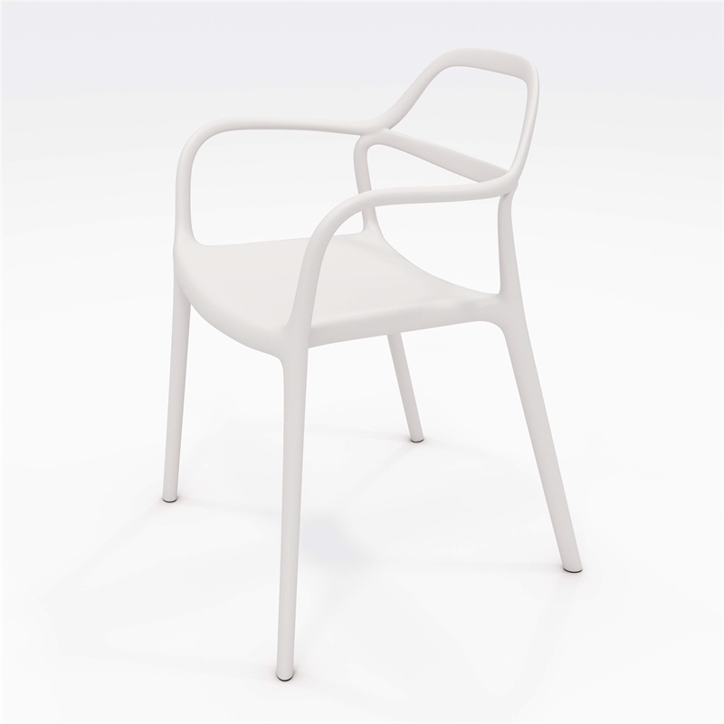 Olio Designs Dali Plastic Indoor-Outdoor Dining Arm Chair in White