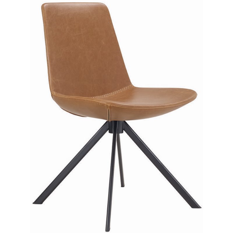 Olio Designs Bungee Faux Leather Upholstered Break Room Chair in Brown