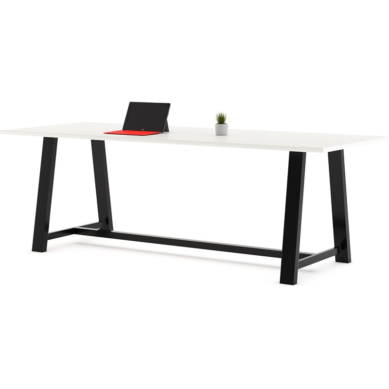 KFI Midtown 3' x 10' Wood Top Counter Height Conference Table in Designer White