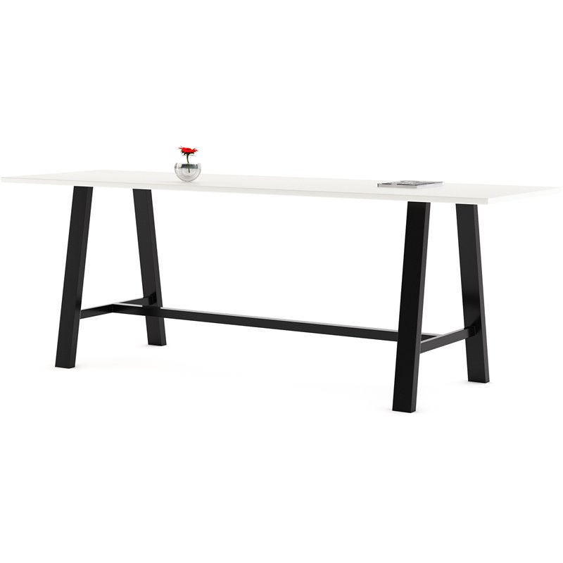 KFI Midtown 3' x 10' Wood Top Bar Height Conference Table in Designer White