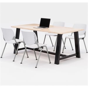 KFI Studios Midtown KOOL 5 Piece 3' x 6' Conference Set in Maple and White