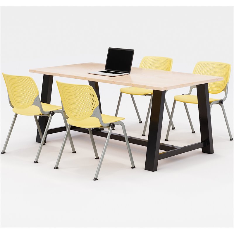 KFI Studios Midtown KOOL 5 Piece 3' x 6' Conference Set in Maple and Yellow