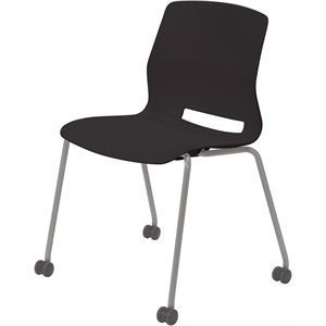 Olio Designs Lola Plastic Armless Stackable Chair with Casters in Black