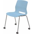Olio Designs Lola Plastic Armless Stackable Chair with Casters in Sky Blue