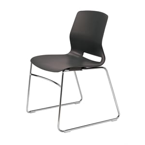 Olio Designs Lola Plastic Sled Base Stackable Chair in Black