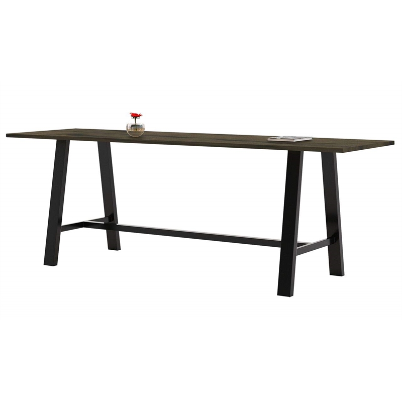 KFI Midtown 3' x 10' Wood Top Bar Height Conference Table in Barnwood