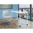 Olio Designs Spright Wood Top Work Table Desk in White and Silver