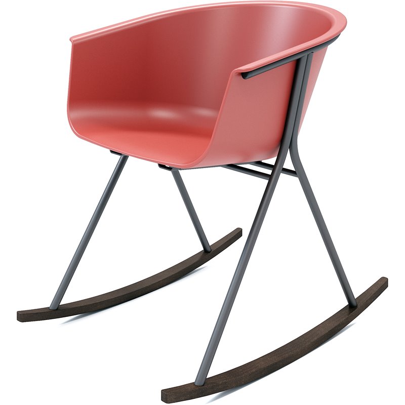 Olio Designs Tee Plastic Black Coffee Frame Rocker in Coral and Umber