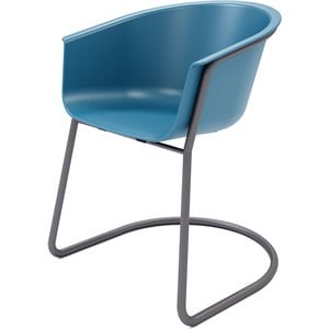 Olio Designs Tee Plastic Sled Base Arm Chair in Bermuda and Black Coffee