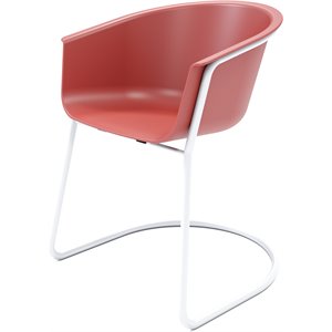 Olio Designs Tee Plastic Sled Base Arm Chair in Coral and Silver