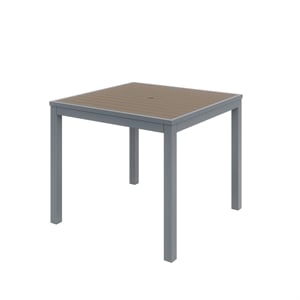Olio Designs Ivy 35&quot Square Aluminum Patio Dining Table in Mocha and Silver