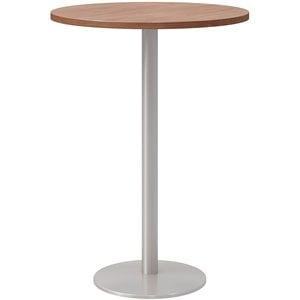 Olio Designs 30&quot Round Wood Top Bar Table in River Cherry and Silver