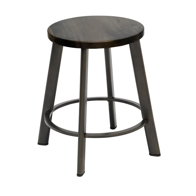 KFI Metro 18in H Stool - Barnwood Wood Seat