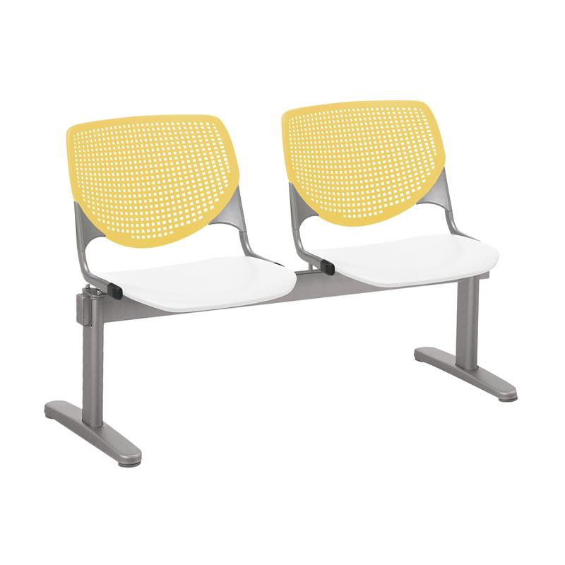 KFI KOOL 2 Seats Reception Bench - Yellow Backs - White Seats