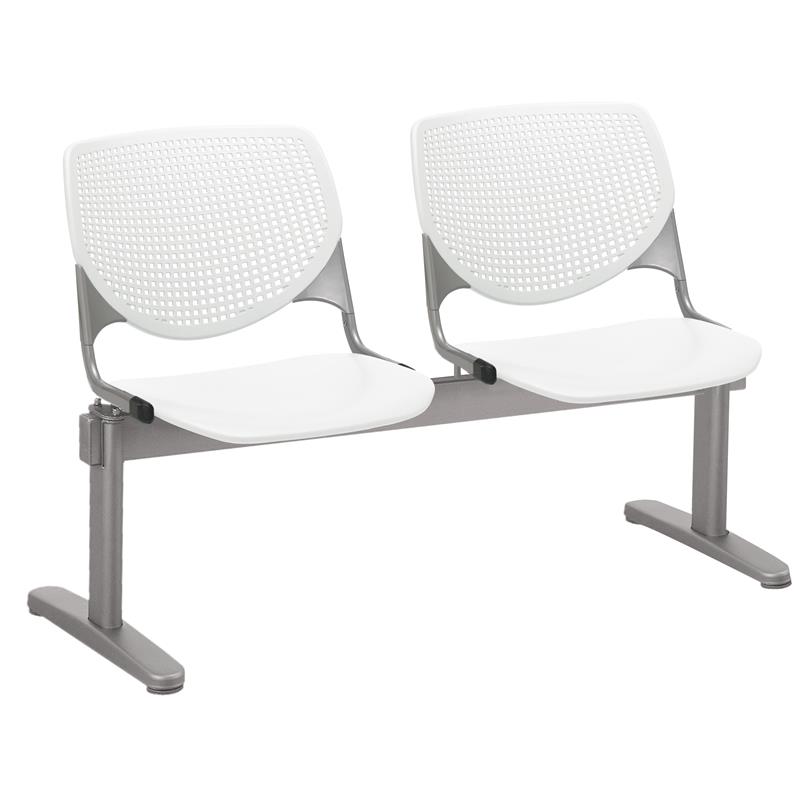 KFI KOOL Polyurethane 2 Seats Reception Bench in Gray/White Finish