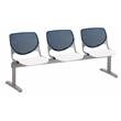 KFI KOOL Polyurethane 3 Fabric Seats Reception Bench in Navy/White