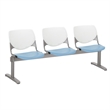 KFI KOOL Polyurethane 3 Seats Reception Bench in White/Sky Blue
