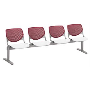 KFI KOOL Polyurethane 4 Seat Reception Bench in Burgundy Red/White