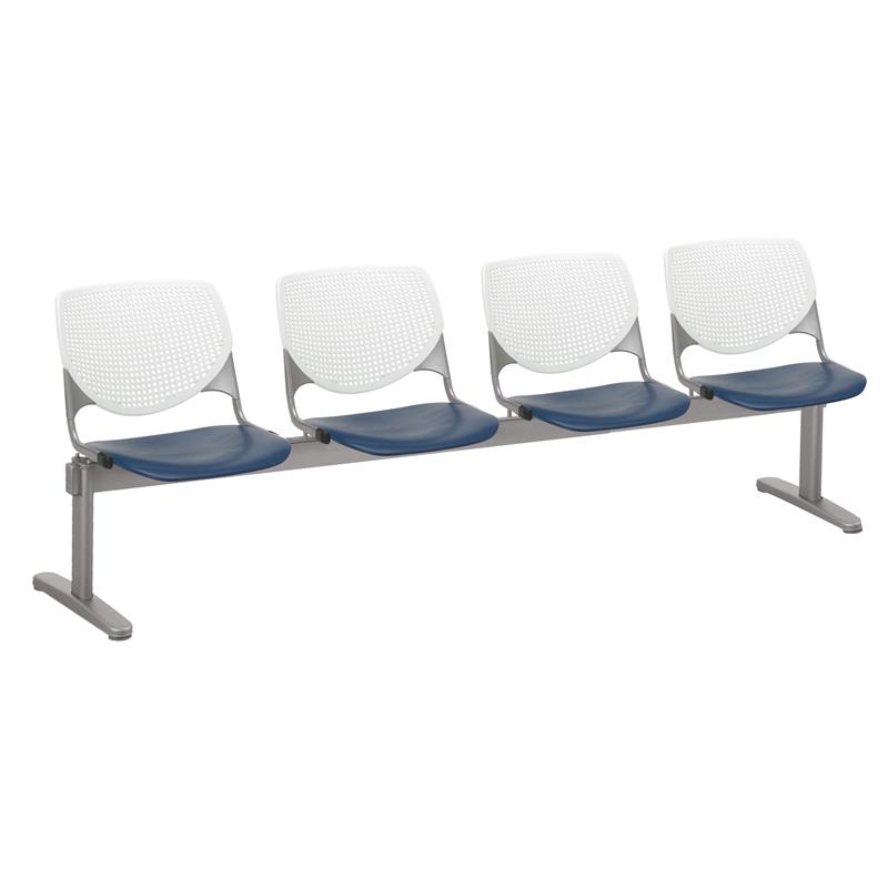 KFI KOOL Polyurethane 4 Seat Reception Bench in White/Navy Finish
