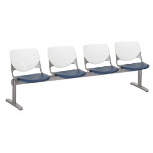 KFI KOOL Polyurethane 4 Seat Reception Bench in White/Navy Finish