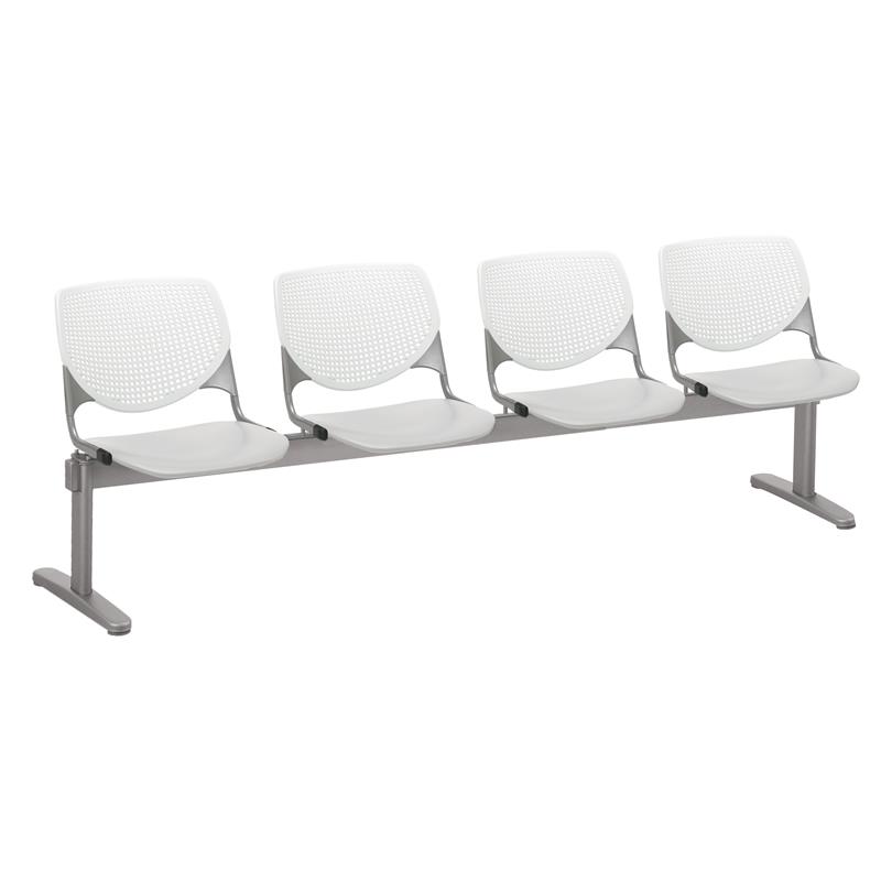KFI KOOL Polyurethane 4 Seat Reception Bench in White/Light Gray