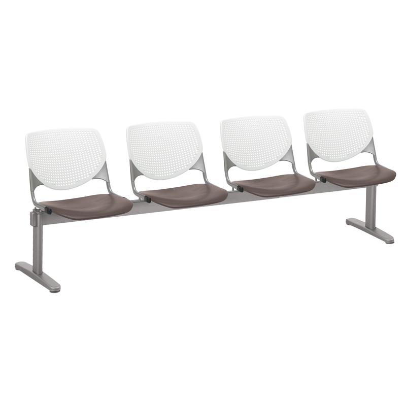 KFI KOOL Polyurethane 4 Seat Reception Bench in White/Brownstone