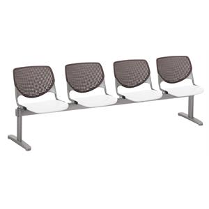 KFI KOOL 4 Seat Reception Bench - Brownstone Backs - White Seats