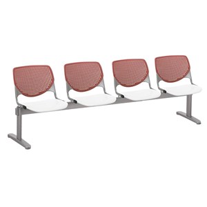 KFI KOOL 4 Seat Reception Bench - Coral Backs - White Seats