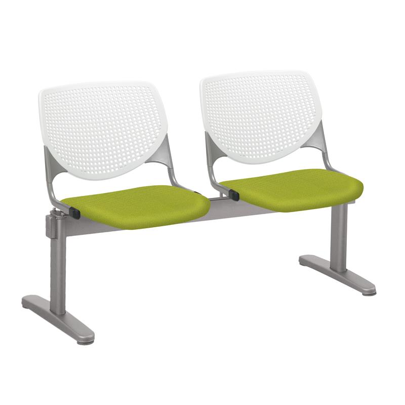 KFI KOOL Polyurethane 2 Seats Reception Bench in White/Avocado Green