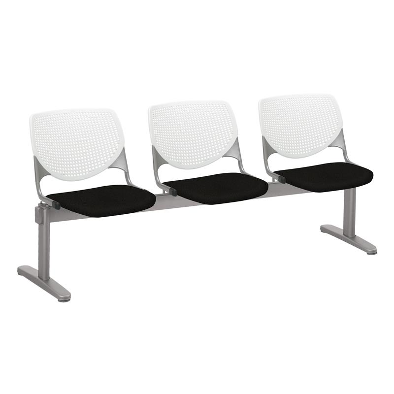 KFI KOOL Polyurethane 3 Seats Reception Bench in White/Tuxedo Black